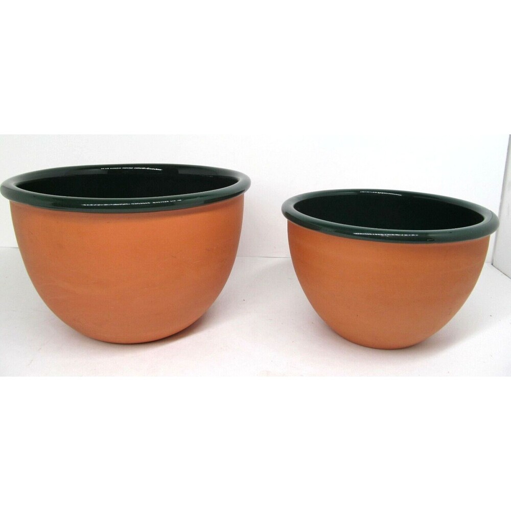 Over And Back Nesting Mixing Bowls Portugal Green & Clay Bundle of 2
